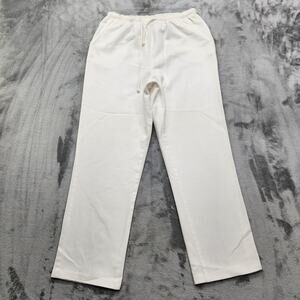 Vintage Cynthia Max Pants Womens M White Tencel Cotton Blend Pull On Drawstring‎